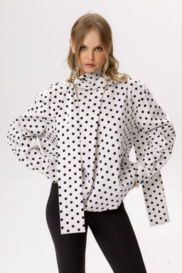Блуза Pirs 6652 белый в горохи