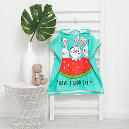 Полотенце-пончо детское махровое Крошка Я Зайчики 60х120см, 100% хлопок, 300гр/м2  фото 7