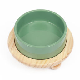 Миска керамическая на подставке 450 мл 13 х 5 см, серозеленая - Пижон фото 2