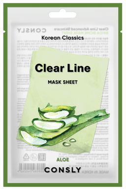 Consly Тканевая маска увлажняющая с экстрактом алоэ Clear Line Korean Classics Aloe Mask Sheet (25 мл)  фото 2