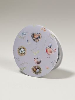 Зеркало складное «Птички», d=7.3 см, с увеличением х2, сиреневое