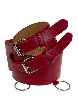 Ремень женский широкий из искусственной кожи, цвет красный