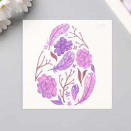 Переводная тату цветная Яйцо с фиолетовыми узорами, временная татуировка, 10?10 см