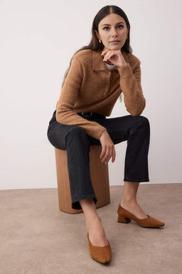 Taba Suet Sivri Burun Kad?n Blok Topuklu Ayakkab? 
TAKAW26TO00006