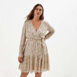 Платье женское короткое MIST plus-size, бежевое, размер 52
