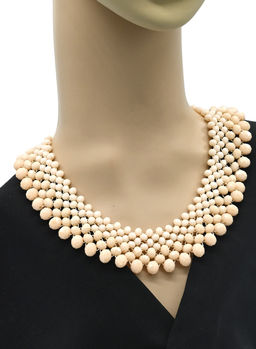 Широкое колье из циркона цв.кремовый, 42см