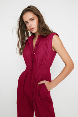 TRENDYOLMILLA Haki Gomlek Yaka Kolsuz Gabardin Dokuma Tulum TWOSS21TU0233  фото 11