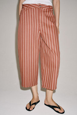 PANTAL?N CROPPED RAYAS ZW COLLECTION / Granate - Zara фото 5