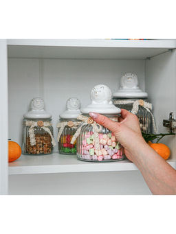 Банка для сыпучих Доляна «Ёжик в золотом», 600 мл, с керамической крышкой, стекло, прозрачная