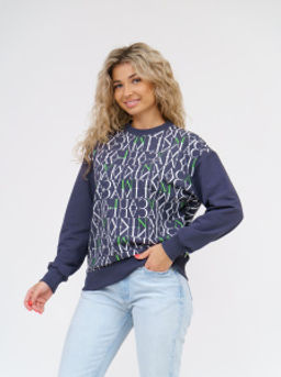 892 Свитшот "Серый/буквы/зеленый"