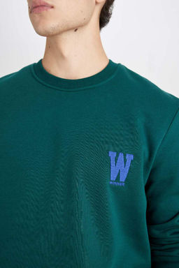 Новый свитшот из плотной ткани с принтом и круглым вырезом стандартного кроя - Defacto фото 5