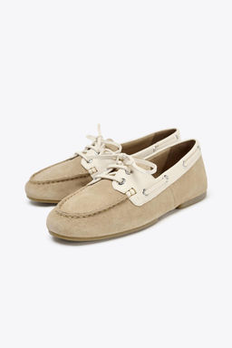 CONTRAST SUEDE LACE-UP LOAFERS - Zara фото 7