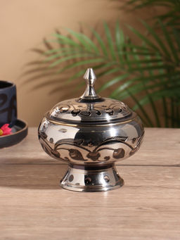 Сахарница «Серебряная с чёрными узорами», 500 мл, 13×13×15 см, латунь