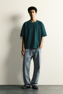 CAMISETA RELAXED FIT COSTURA / Verde azul