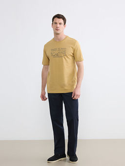 Bisiklet Yaka Bask?l? Penye Erkek Ti??rt