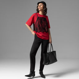 Футболка со съемным топом, Модный тандем (красный 2 в 1) - Charutti фото 10