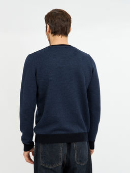 джемпер мужской темно-синий с добавлением шерсти - Glenfield фото 6
