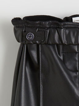 Beli Lastikli Deri G?r?n?ml? K?z ?ocuk Pantolon