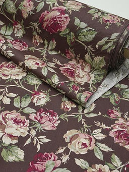 Сатин Античные розы цв.горький шоколад, ш.1.6м, хлопок-100%, 110гр/м.кв