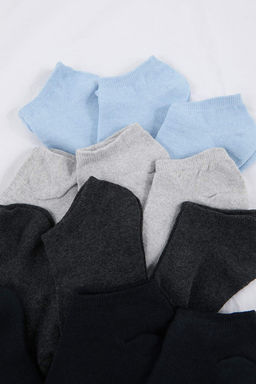 Mavi-Cok Renkli 12li Duz Jakar Orme Corap TEDAW25CO00002