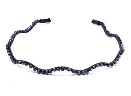 Ободок для волос Волна с цирконом, цвет синий