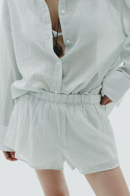 STRIPED GAUZE PYJAMA SHORTS - Zara фото 2