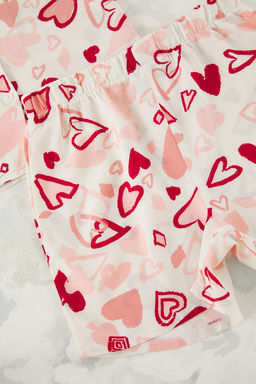 Cok Renkli K?z Cocuk Bask?l? Mini Me/Anne-K?z Orme Pijama Tak?m? TKDSS25PT00033