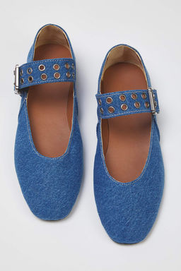 Trendyolmilla Shoes Mavi Denim Kusgozu Detayl? Tokal? Badem Burun Mary Jane Kad?n Babet TAKSS25BE00050  фото 2