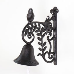 Колокол сувенирный чугун Птица и веточка с листьями