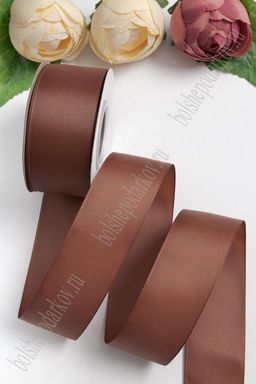 Лента репсовая 4 см*20 ярд "1 сорт" (SF-1349) темно-коричневый №32