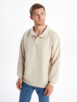Dik Yaka Uzun Kollu Erkek Kal?n Sweatshirt