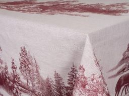 07с-21 ЯК Скатерть 150*170 "Зима в лесу" цв. бордо