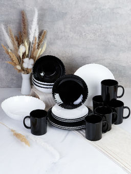Столовый набор 25 предметов Классика Черно-белый с кружками / NH19GT-957579 (BLACK&WHITE)/B-MK360 /уп 2/ - ГалеонТрейд фото 2