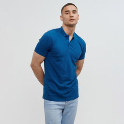 Футболка поло мужская MINAKU REGULAR FIT: синяя, р-р 44