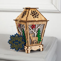 Ёлочная игрушка Фонарь с оленем, 16х10х10 см, от батареек, свечение тёплое белое - Luazon lighting фото 5