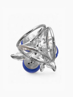 Кольцо для платка «Черничка», синее в серебре