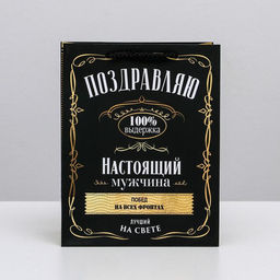Цена за 2 шт. Пакет подарочный ламинированный, упаковка, «Настоящий мужчина», MS 18×23×10 см