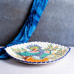 Ляган овальный Риштанская Керамика «Жар Птица», 42×34.5×6 см, разноцветный