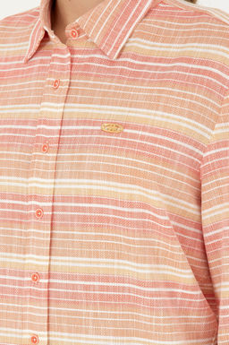 Женская рубашка лососевого цвета с длинным рукавом - U.s. polo assn фото 7
