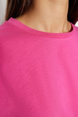 TRENDYOLMILLA Beyaz %100 Pamuk Bisiklet Yaka Oversize/Genis Kal?p Orme T-Shirt TWOSS20TS0134 фото 10