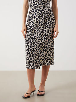 Beli Lastikli Leopar Desenli Kad?n Etek