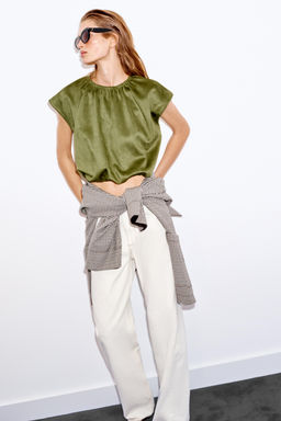 TOP GLOBO EFECTO ANTE / Khaki - Zara фото 4