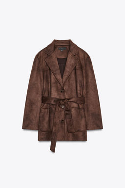 BELTED FAUX SUEDE JACKET - Zara фото 8