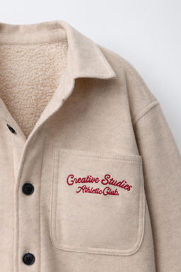 FLANNEL FAUX SHEARLING OVERSHIRT - Zara фото 3