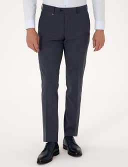 Koyu Mavi Slim Fit Y_n Kar___ml_ Kuma_ Pantolon