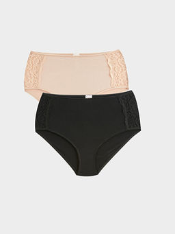 Y?ksek Bel Dantel Detayl? Klasik K?lot 2li Paket