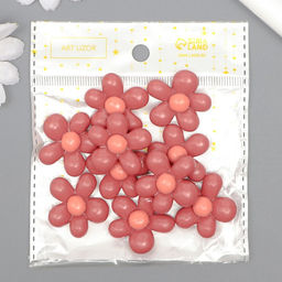 Цена за 10 шт. Декор для творчества пластик Цветок розовый со светло-розовым, 2.8?3?1 см