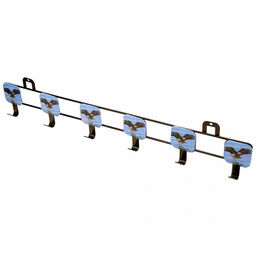 Вешалка-планка металлическая, окрашенная, 6 крючков, 51х9см, коричневый, вставка - декор микс (Китай)