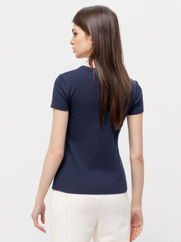 Спортивная футболка в рубчик синего цвета темно -синий 302677 - Mark formelle фото 3