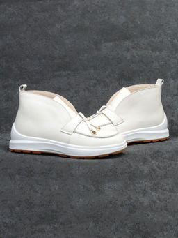 01-5281-2 WHITE Ботинки демисезонные женские (натуральная кожа, байка)